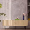 LUCIE Meuble TV aux portes coulissantes en bois et métal L200cm