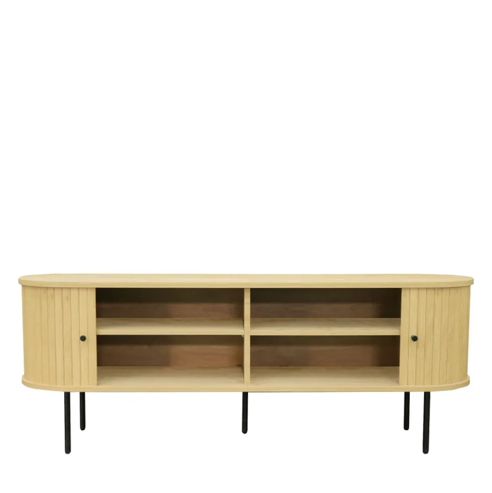 LUCIE Meuble tv aux portes coulissantes en bois et métal L150cm