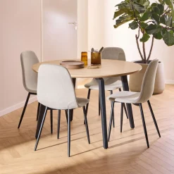 LUNKA Table à manger 4 personnes ronde en bois ø120cm