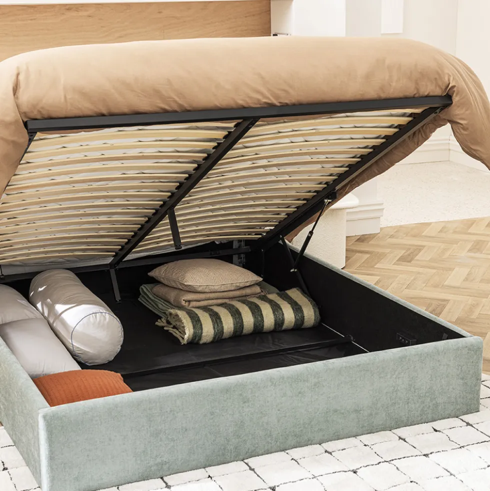 MAC BETH Lit coffre en tissu 160x200cm