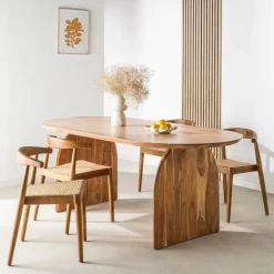 MALANG Table à manger 8 personnes en bois massif d'acacia