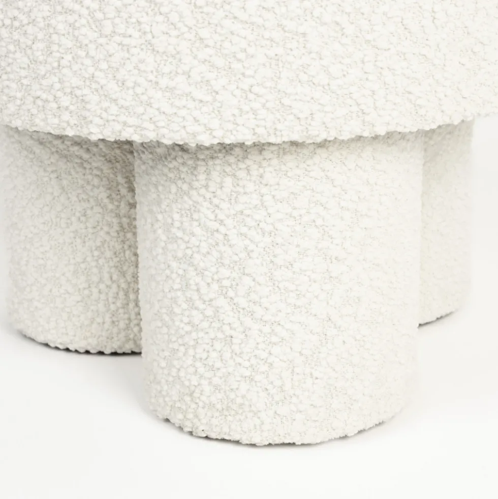 MARCOS Tabouret rond en tissu bouclette ø40cm