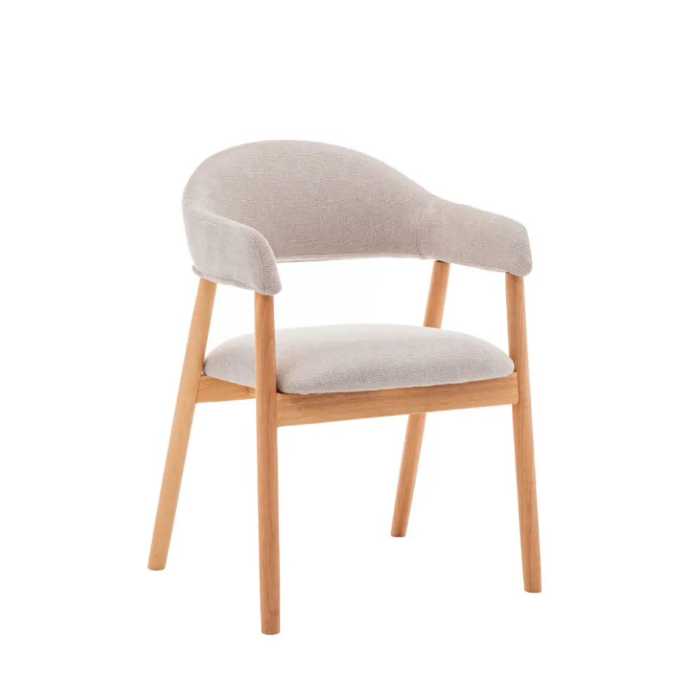 MARINA Lot de 2 fauteuils de table en tissu et bois