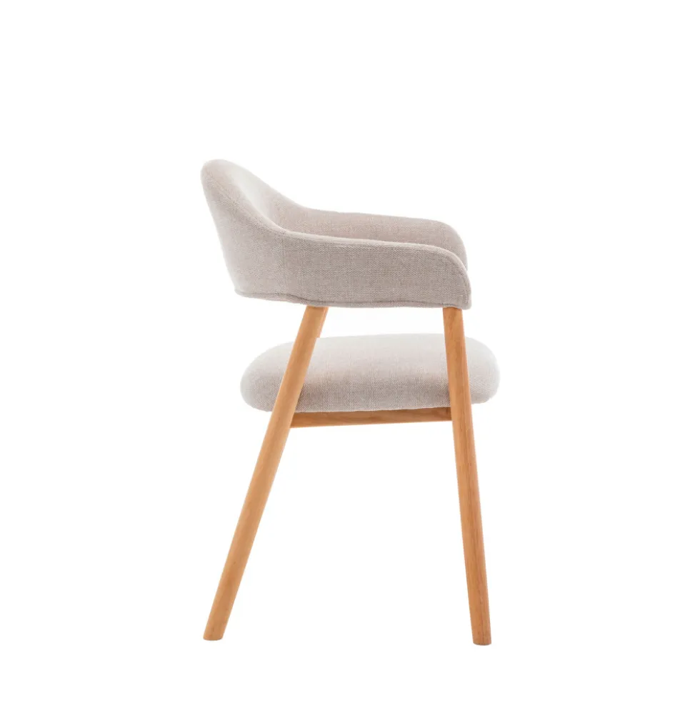 MARINA Lot de 2 fauteuils de table en tissu et bois
