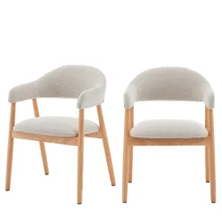 MARINA Lot de 2 fauteuils de table en tissu bouclette et bois
