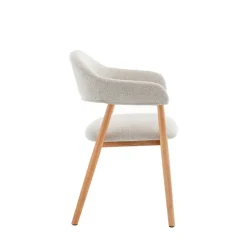 MARINA Lot de 2 fauteuils de table en tissu bouclette et bois