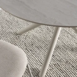 MATTHEO Table à manger 4 personnes ronde effet travertin et métal ø120cm