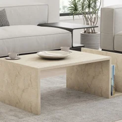 MAX Table basse avec porte magazines effet travertin