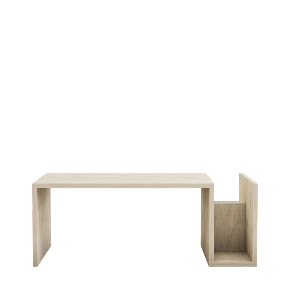 MAX Table basse avec porte magazines effet travertin