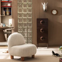 MERGE Petit meuble de rangement 6 tiroirs en bois et métal H120cm
