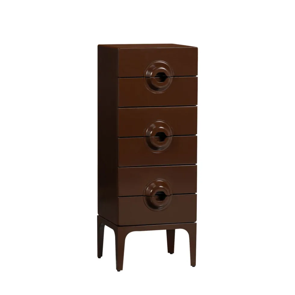 MERGE Petit meuble de rangement 6 tiroirs en bois et métal H120cm