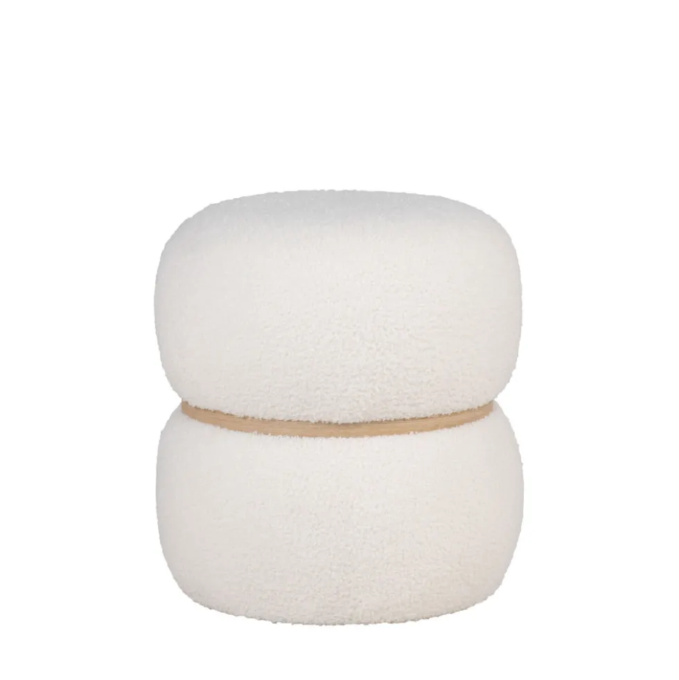 MILFORD Pouf rond en tissu bouclette ø38cm