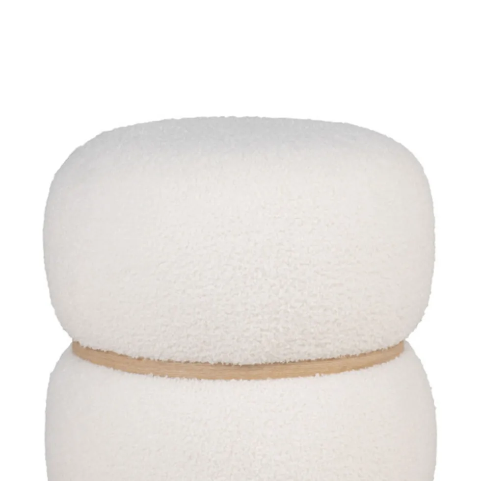 MILFORD Pouf rond en tissu bouclette ø38cm