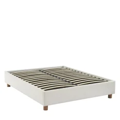 MILLO Lit coffre en tissu bouclette 160x200cm