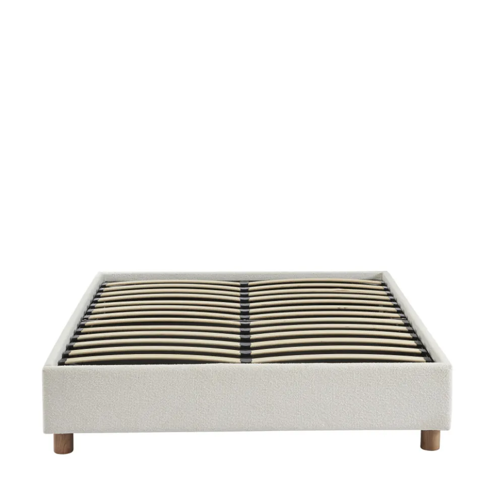 MILLO Lit coffre en tissu bouclette 160x200cm