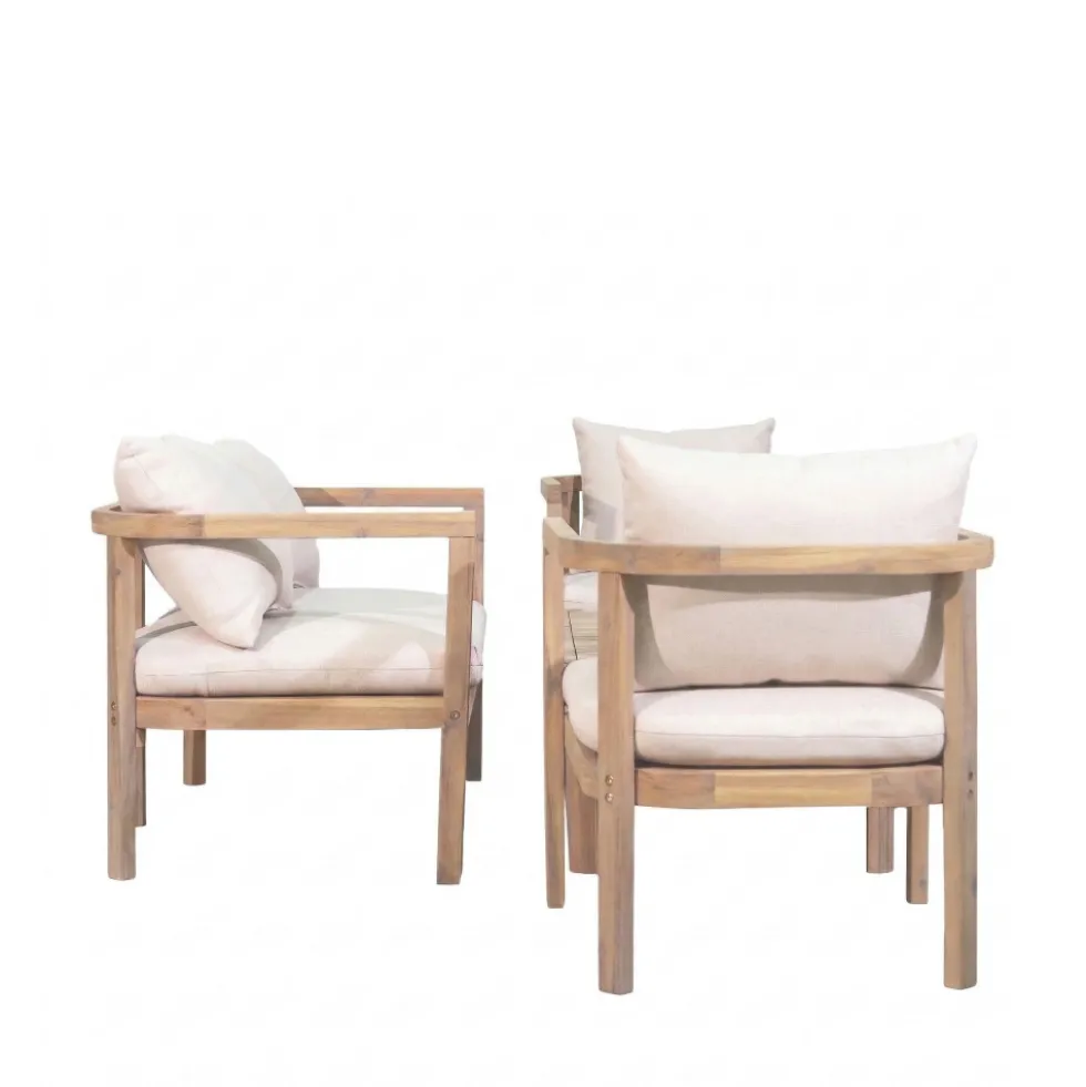 MIRANA Salon de jardin 4 personnes en bois d'acacia