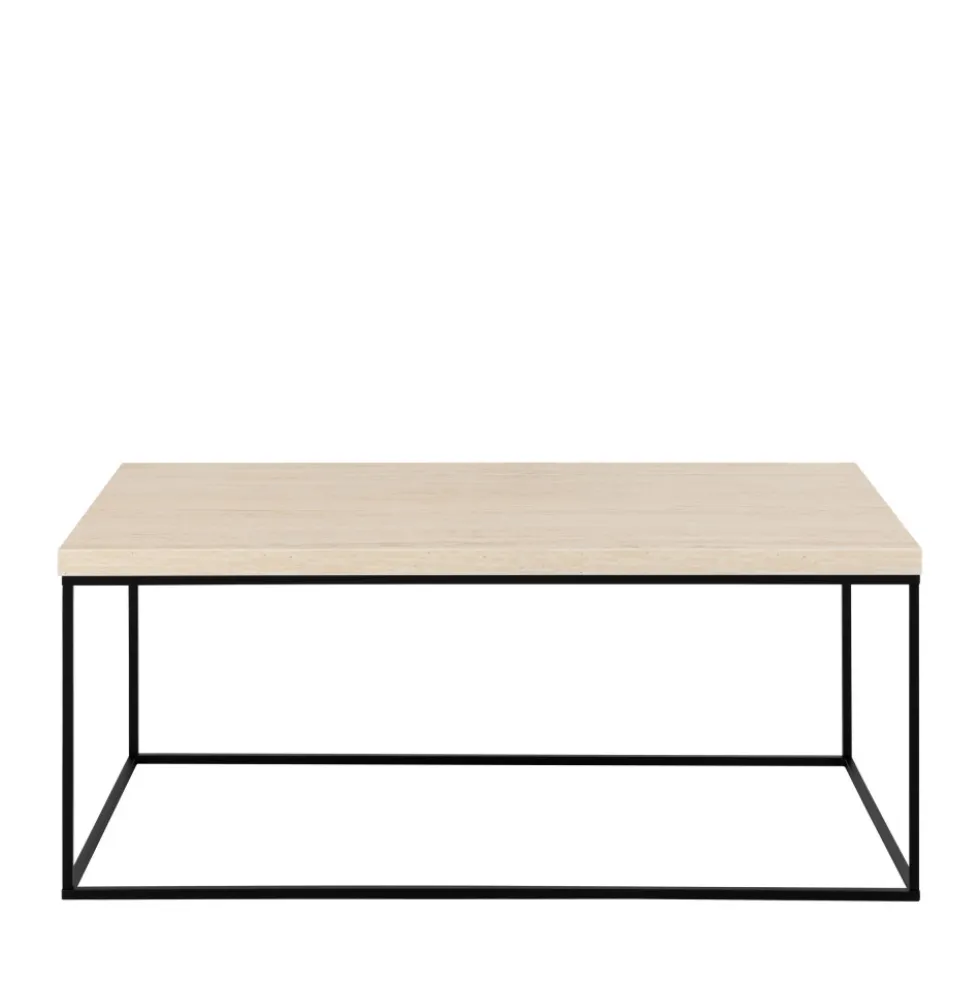 MIXO Table basse en effet travertin et métal 110x50cm
