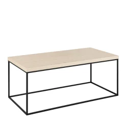 MIXO Table basse en effet travertin et métal 110x50cm