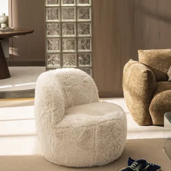 MO Fauteuil rond en fausse fourrure