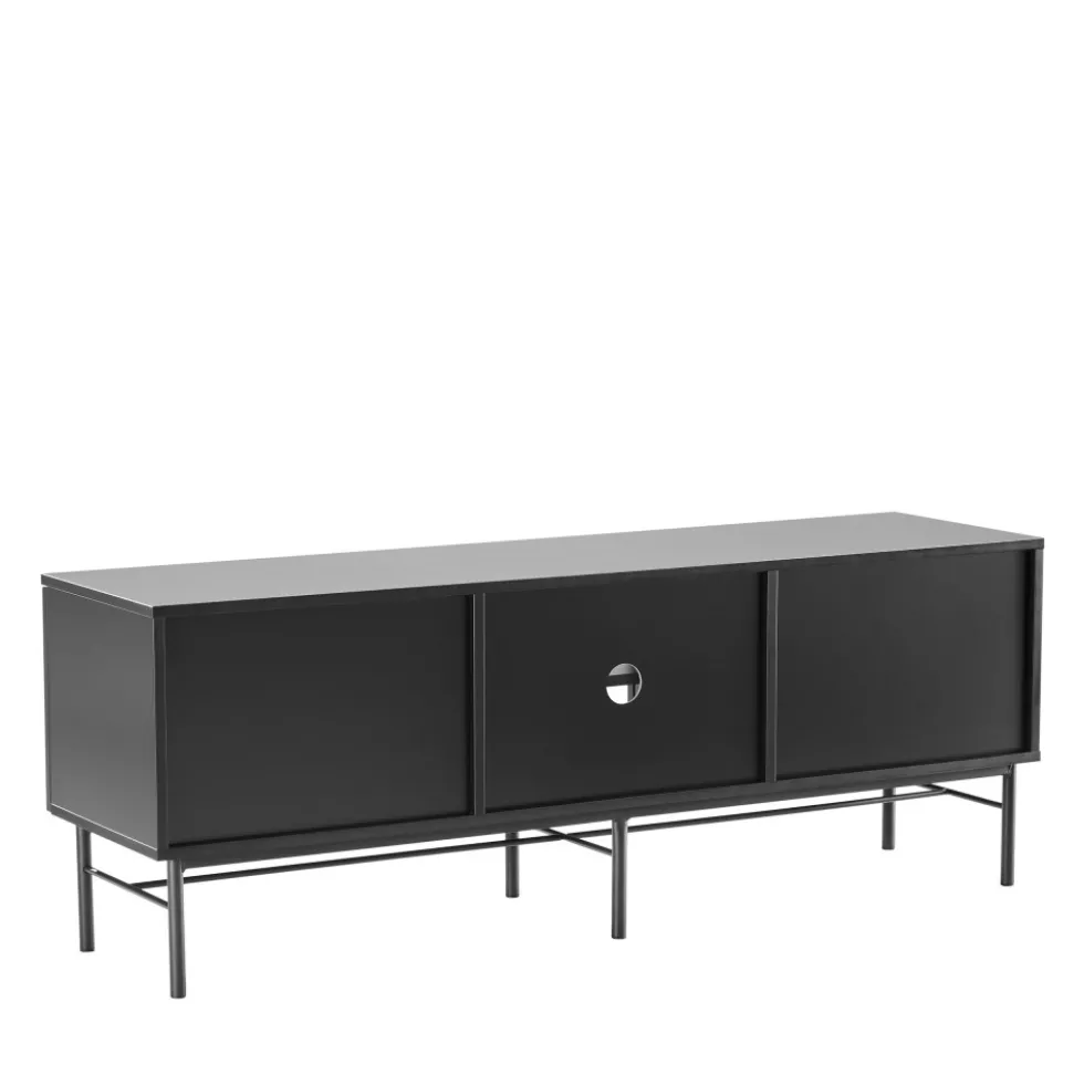 MOLLY Meuble tv 2 portes, 2 niches en bois et métal L150cm