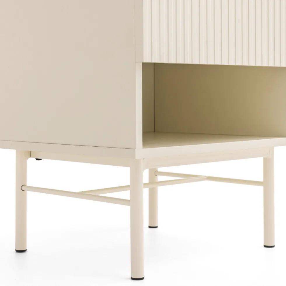MOLLY Table de chevet 1 tiroir, 1 niche en bois et métal