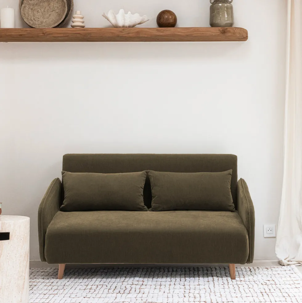 MONICA Canapé convertible 2 places en tissu chenille L140cm