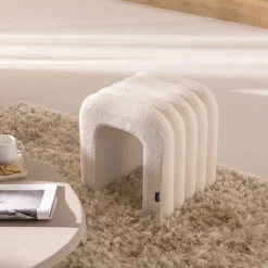 MUI Lot de 2 tabourets rembourrés en tissu bouclette