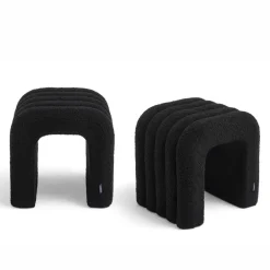 MUI Lot de 2 tabourets rembourrés en tissu bouclette