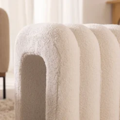MUI Tabouret rembourré en tissu bouclette