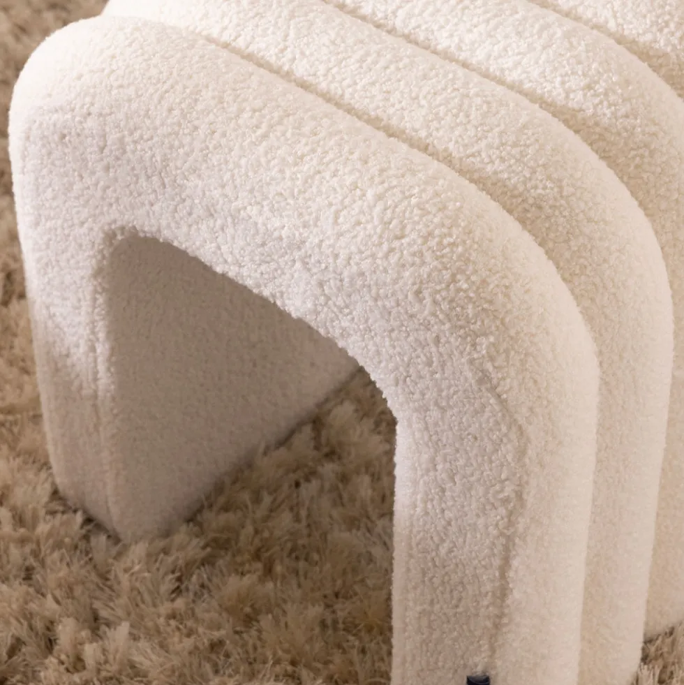 MUI Tabouret rembourré en tissu bouclette