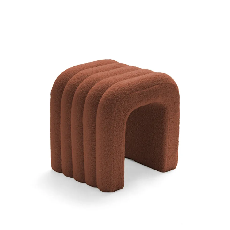 MUI Tabouret rembourré en tissu bouclette