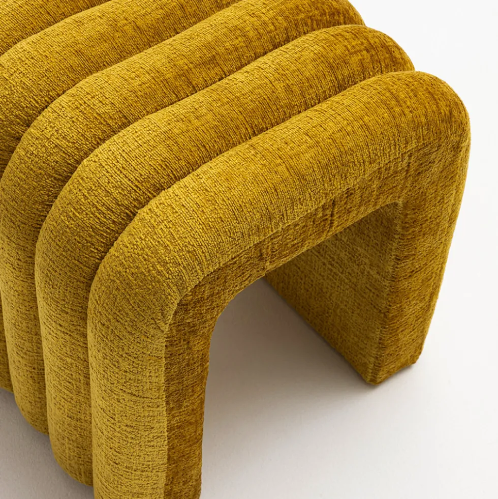 MUI Tabouret rembourré en tissu chenille