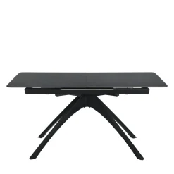 MYSTARA Table à manger extensible 6 à 8 personnes en céramique et métal 150-200x85cm