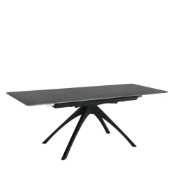 MYSTARA Table à manger extensible 6 à 8 personnes en céramique et métal 150-200x85cm