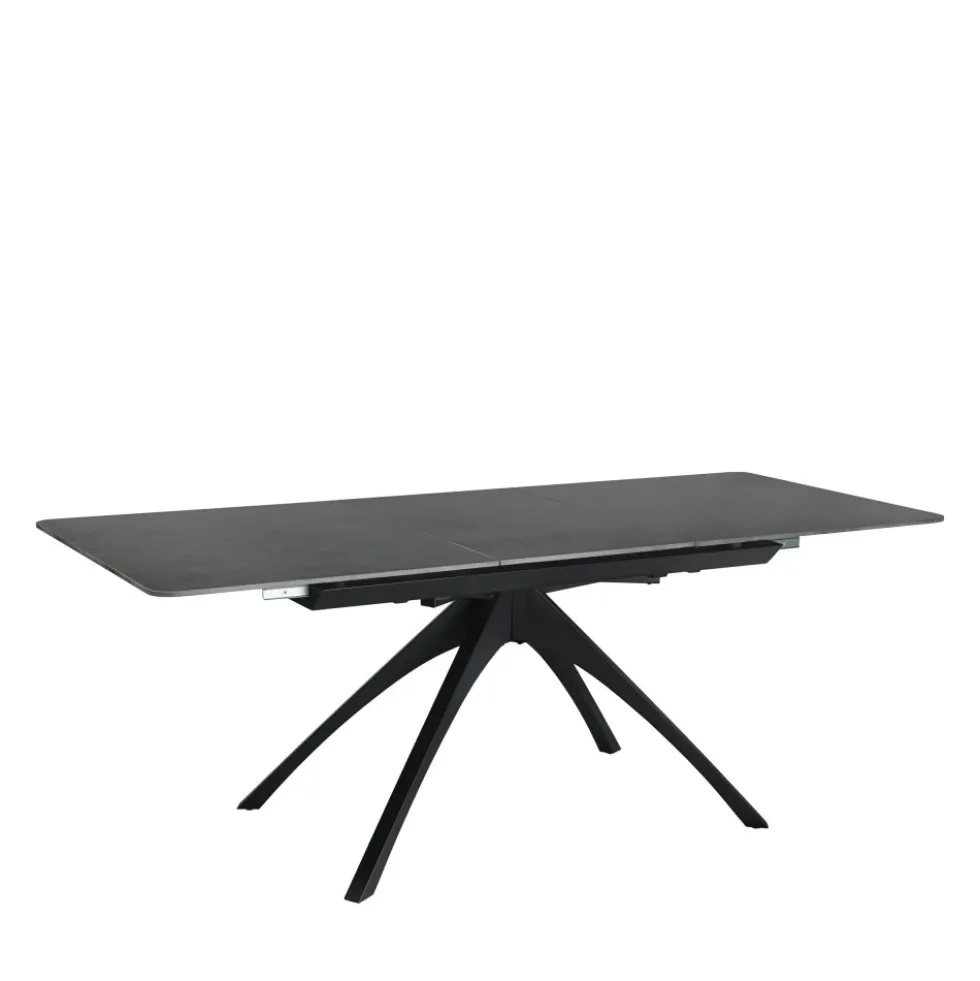 MYSTARA Table à manger extensible 6 à 8 personnes en céramique et métal 150-200x85cm