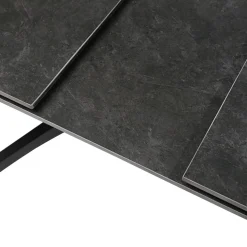 MYSTARA Table à manger extensible 6 à 8 personnes en céramique et métal 150-200x85cm