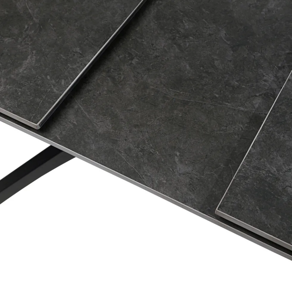 MYSTARA Table à manger extensible 6 à 8 personnes en céramique et métal 150-200x85cm