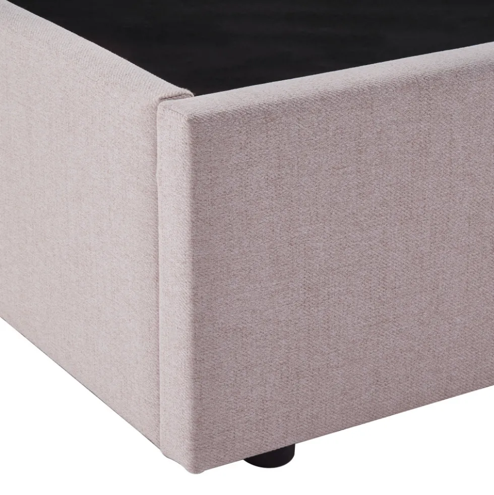 NAGOYA Lit coffre en tissu avec tête de lit ondulée 160x200cm