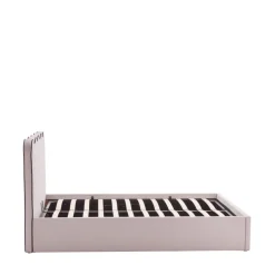 NAGOYA Lit coffre en tissu avec tête de lit ondulée 140x190cm