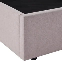 NAGOYA Lit coffre en tissu avec tête de lit ondulée 140x190cm