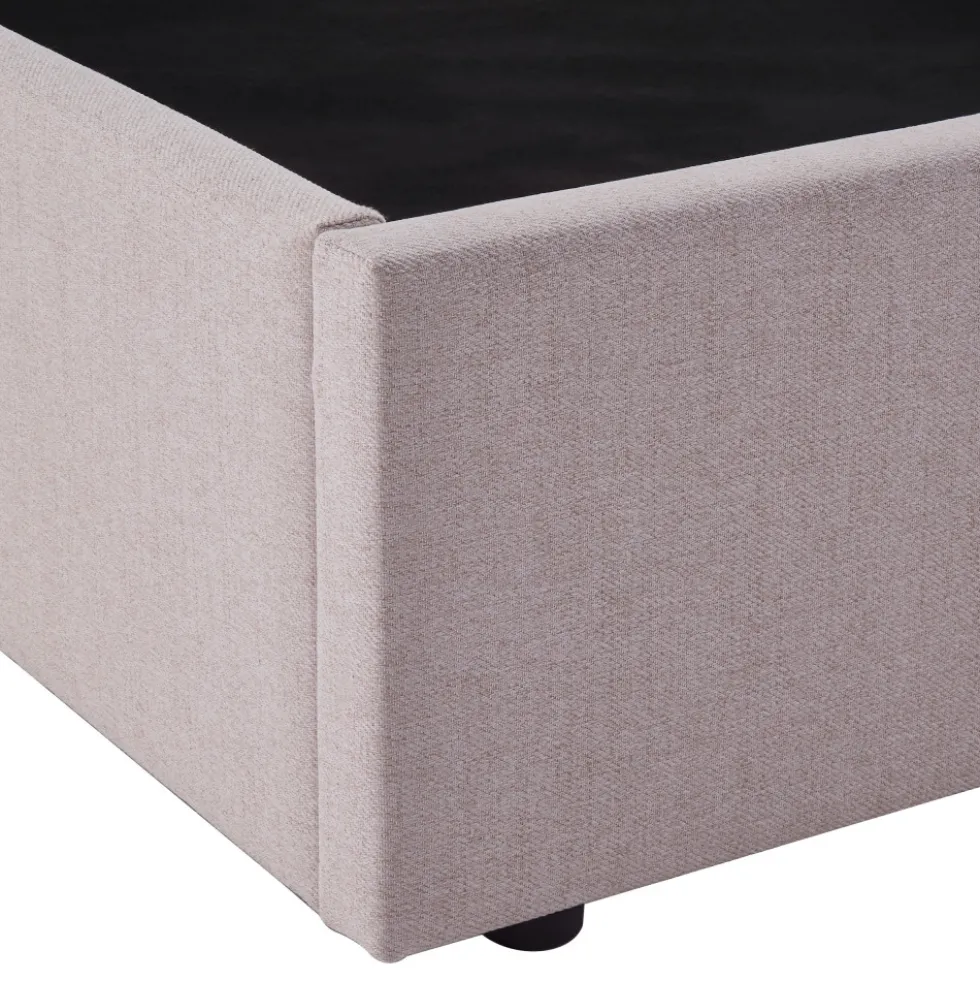NAGOYA Lit coffre en tissu avec tête de lit ondulée 140x190cm
