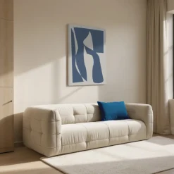 NAOS Canapé droit 3 places en tissu à effet capitonné
