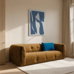 NAOS Canapé droit 3 places en tissu à effet capitonné