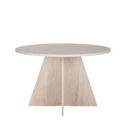 NARO Table à manger 4 personnes ronde effet travertin