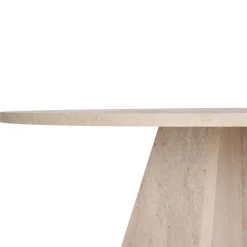 NARO Table à manger 4 personnes ronde effet travertin