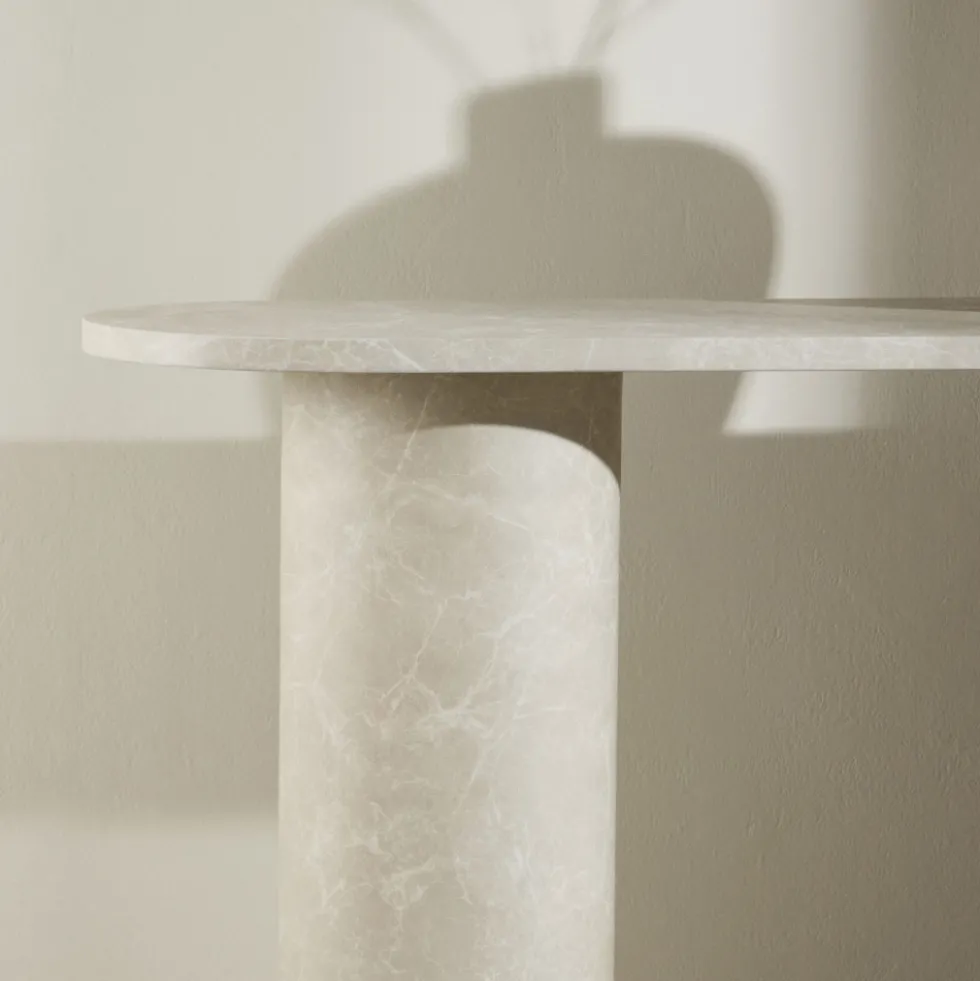 NARVIK Console ovale effet marbre L130cm