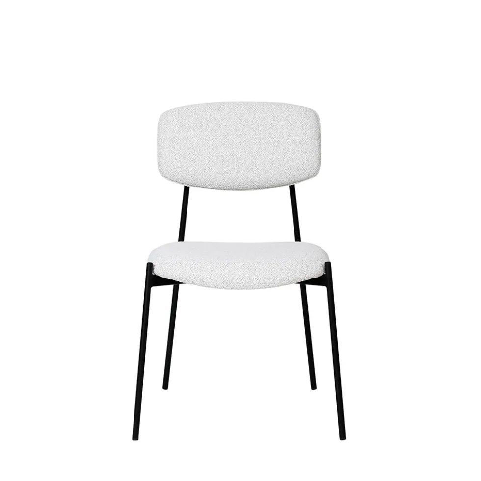 NELLY Lot de 2 chaises en tissu bouclette et métal