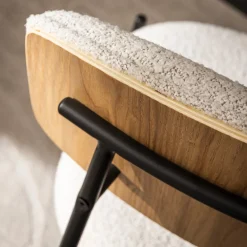 NELLY Lot de 2 chaises en tissu bouclette et métal