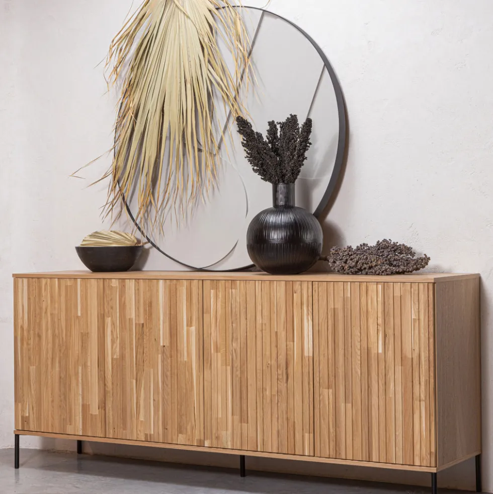 NEW GRAVURE Buffet 4 portes en bois L200cm