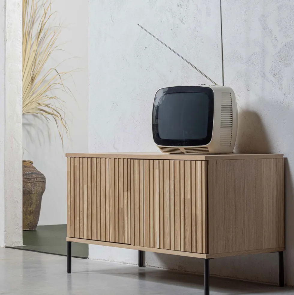 NEW GRAVURE Meuble TV 2 portes en bois L100cm